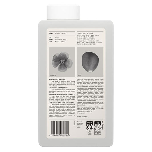 Thankyou Hand & Body Wash Botanical Geranium Rose & Wood Refill 1L