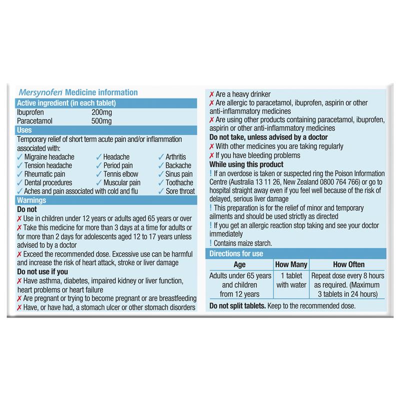 Load image into Gallery viewer, Mersynofen Pain Relief Tablets with Paracetamol + Ibuprofen 30 Pack (S3)
