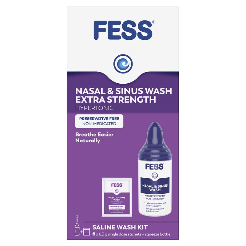 Load image into Gallery viewer, Fess Nasal &amp; Sinus Wash Extra Strength Starter Kit 6 Sachets
