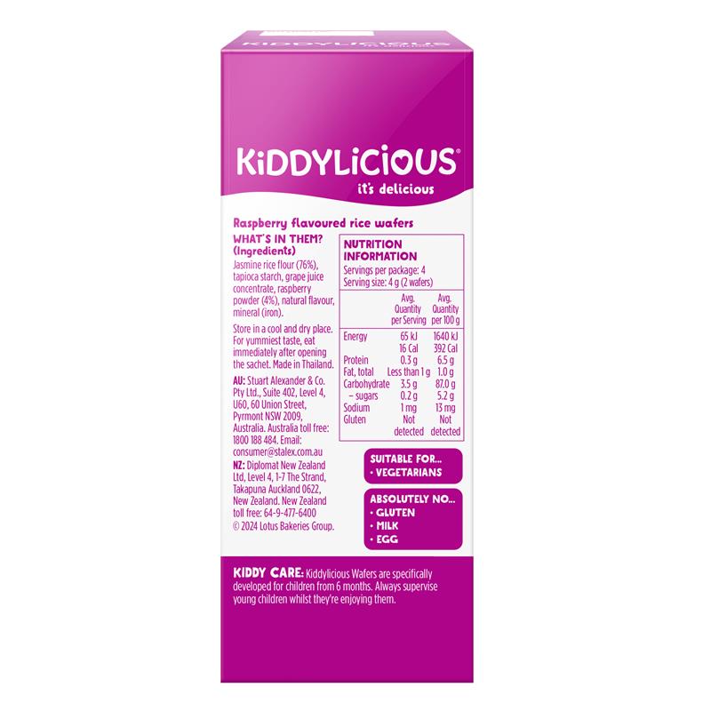 Load image into Gallery viewer, Kiddylicious Wafers Raspberry 4 X 4g Pack
