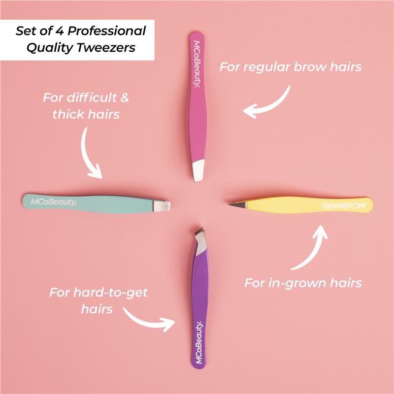 Load image into Gallery viewer, MCoBeauty Perfect Tweezers Professional 4 Pack Set

