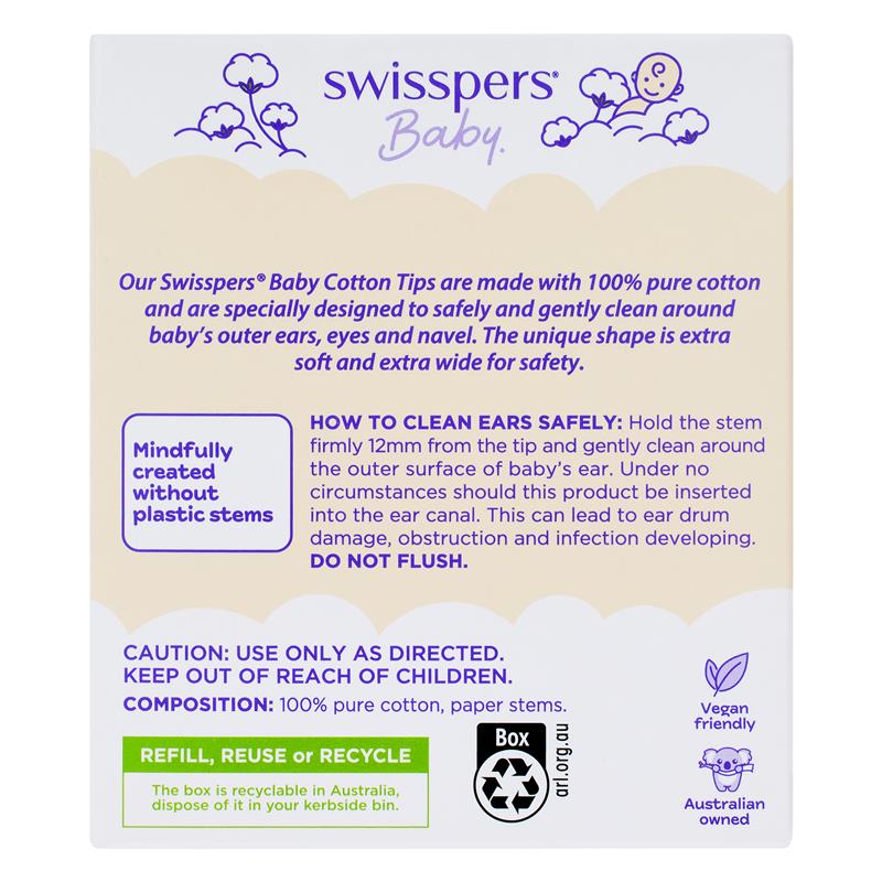 Load image into Gallery viewer, Swisspers Baby Cotton Tips Paper Stems 40

