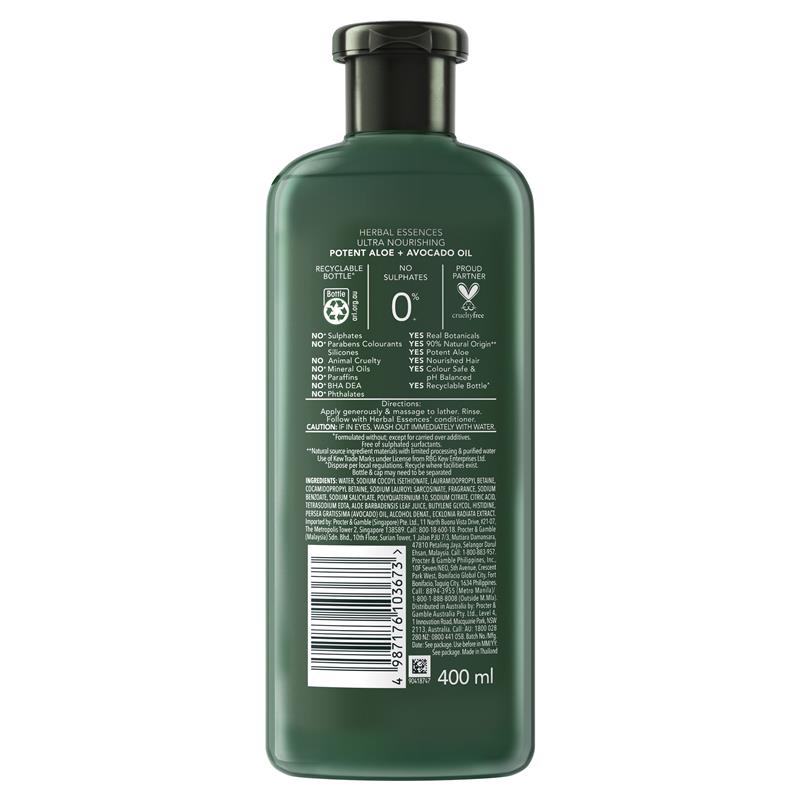 Load image into Gallery viewer, Herbal Essences Bio Renew Potent Aloe + Avocado Oil Hair &amp; Scalp Shampoo 400ml

