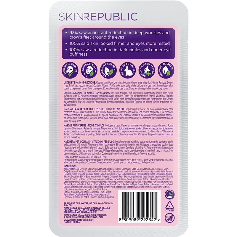 Load image into Gallery viewer, Skin Republic Retinol Hydrogel Under Eye Patches 3 Pairs
