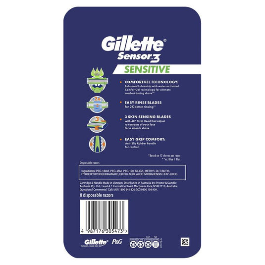 Gillette Sensor 3 Sensitive Disposables 8pk