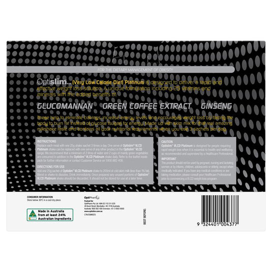 Optislim VLCD Platinum Banana Shake 21x25g Sachets