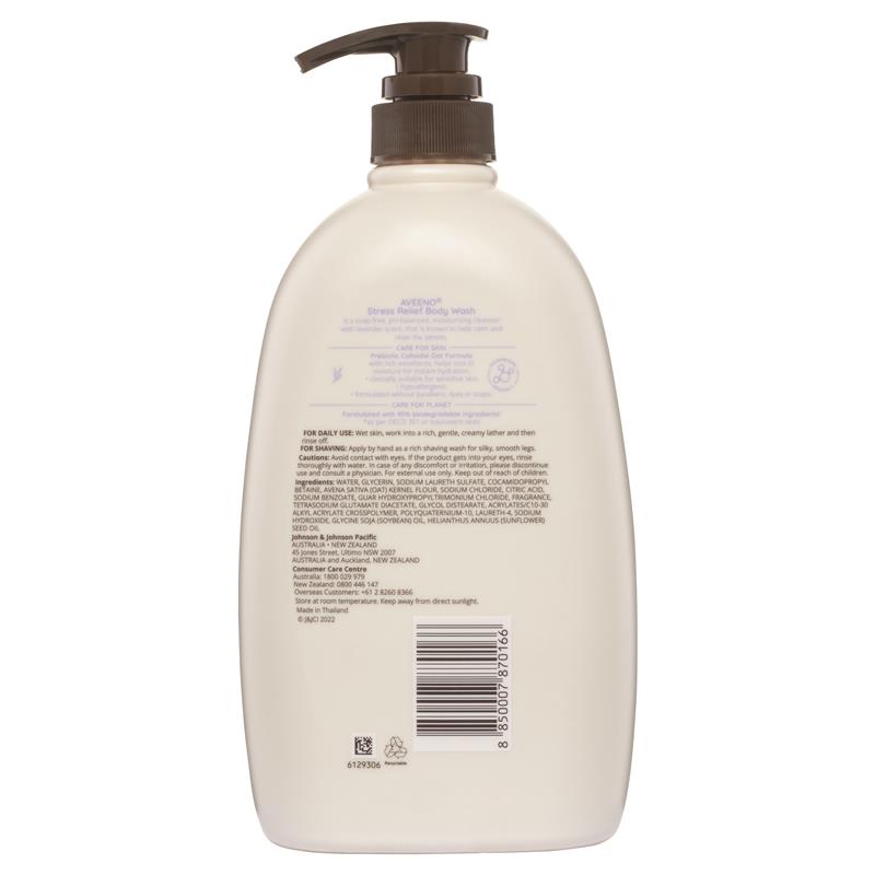 Load image into Gallery viewer, Aveeno Stress Relief Hydrating Lavender Scent Body Wash 1L
