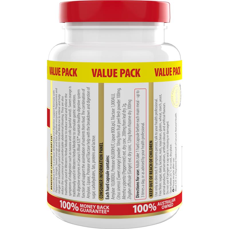 Load image into Gallery viewer, Carusos Bloat Eze 120 Capsules Exclusive Size
