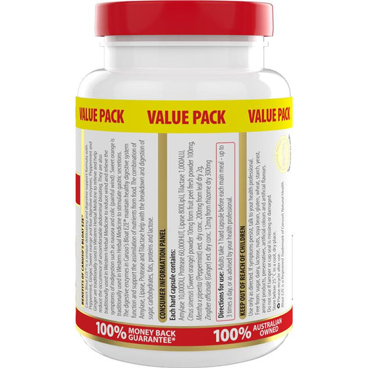 Carusos Bloat Eze 120 Capsules Exclusive Size