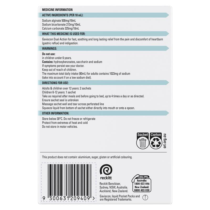 Load image into Gallery viewer, Gaviscon Dual Action Liquid Sachets Peppermint 24 Pack
