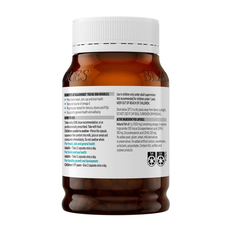 Load image into Gallery viewer, Blackmores Odourless Fish Oil 1000mg 200 Capsules
