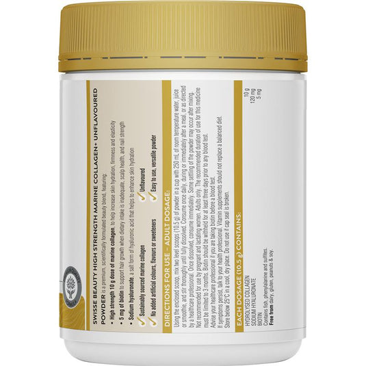 Swisse Beauty High Strength Marine Collagen+ Unflavoured Powder 189g