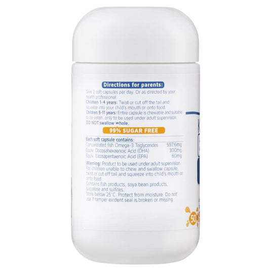 Nature's Way Kids Smart DHA 300mg Triple Strength 50 Soft Capsules