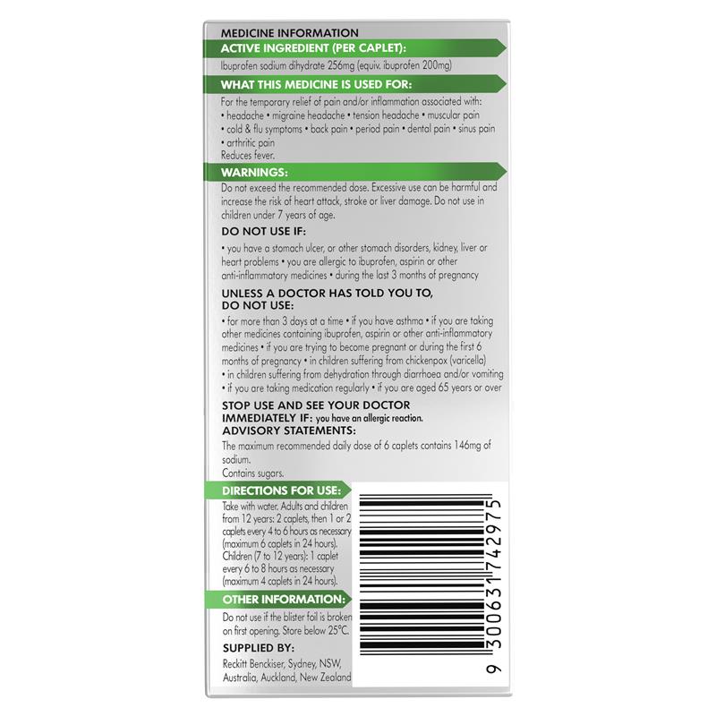 Load image into Gallery viewer, Nurofen Zavance Fast Pain Relief Caplets 256mg Ibuprofen 24 Pack
