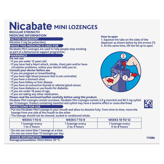 Nicabate Minis 2mg 120 Lozenges Exclusive Size