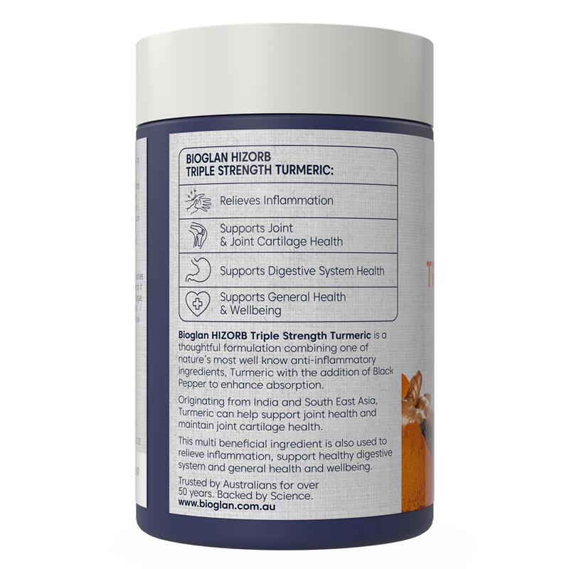 Load image into Gallery viewer, Bioglan Hi-Zorb Triple Strength Turmeric 100 Tablets
