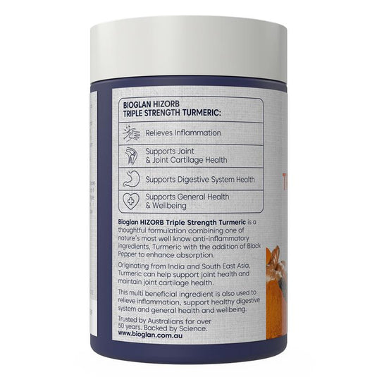 Bioglan Hi-Zorb Triple Strength Turmeric 100 Tablets