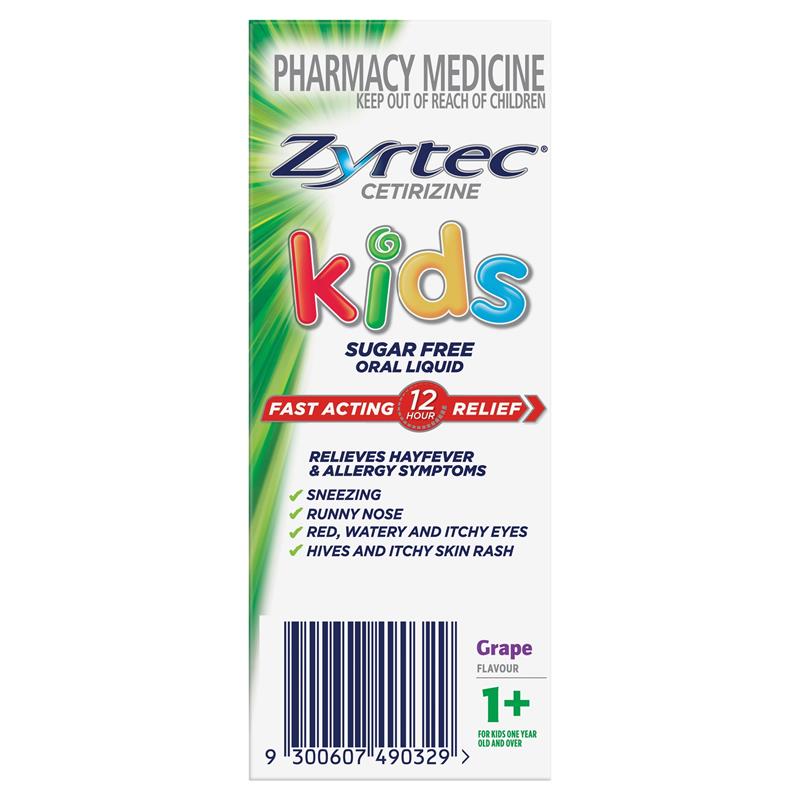 Load image into Gallery viewer, Zyrtec Kids Antihistamine Allergy &amp; Hayfever Oral Liquid Grape 120mL
