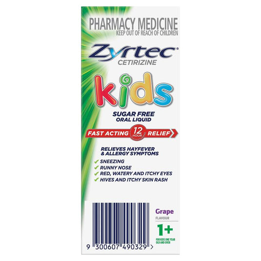 Zyrtec Kids Antihistamine Allergy & Hayfever Oral Liquid Grape 120mL