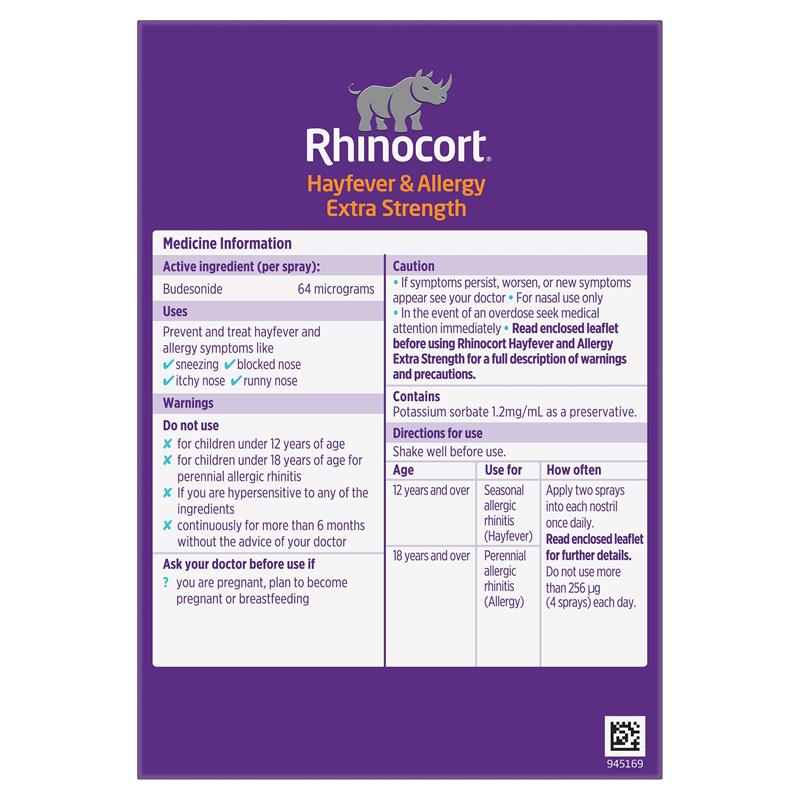 Load image into Gallery viewer, Rhinocort Extra Strength Hayfever &amp; Allergy Nasal Spray 120 Sprays x 2 Pack
