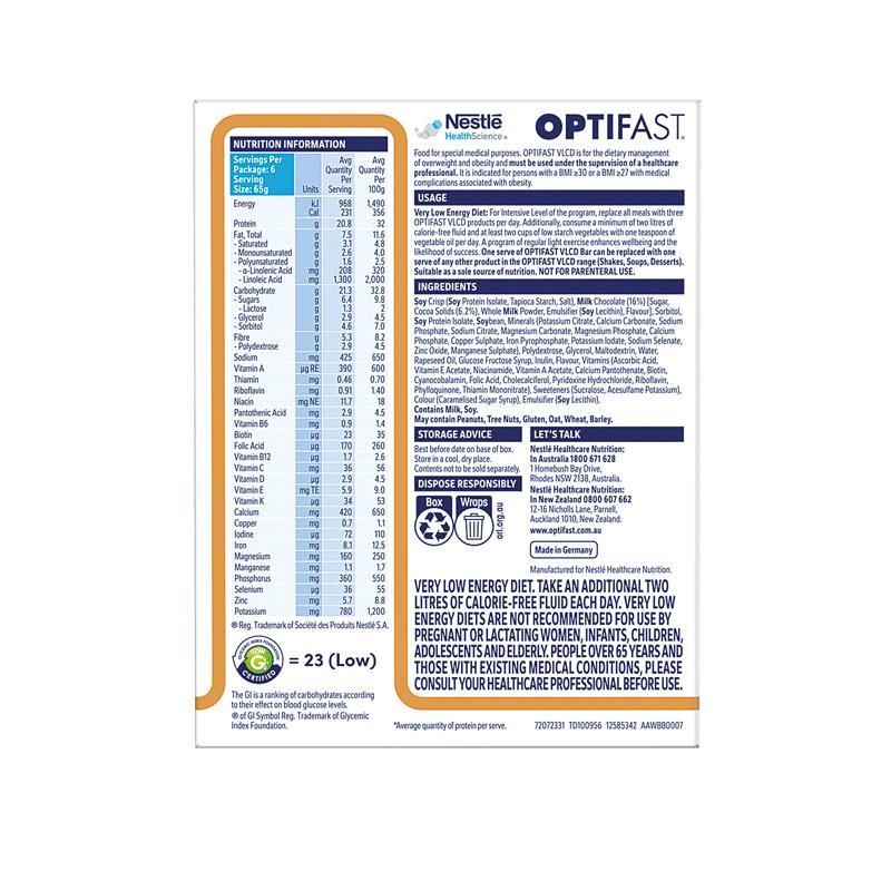 Load image into Gallery viewer, Optifast VLCD Bars Cappuccino Flavour 6 X 65g Pack
