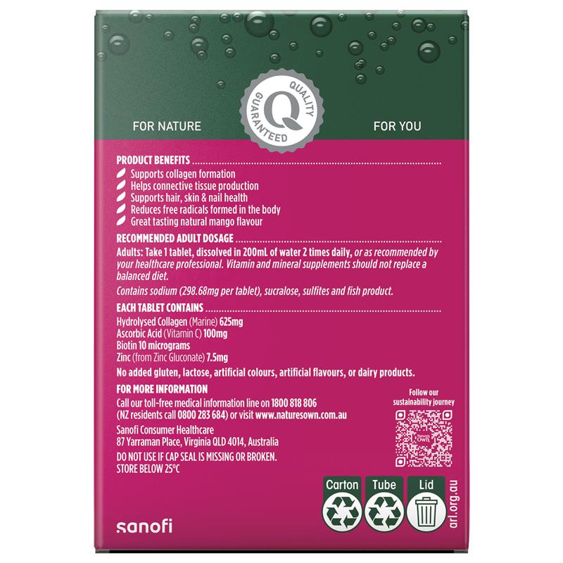 Load image into Gallery viewer, Nature's Own Collagen + Skin Support Effervescent 60 Tablets

