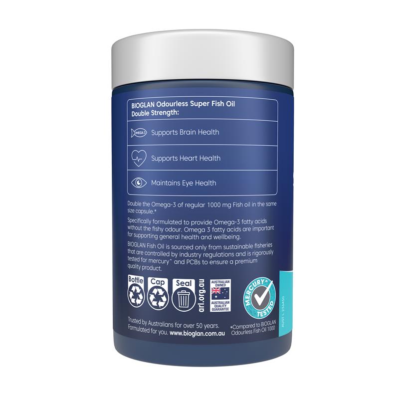 Load image into Gallery viewer, Bioglan Odourless Super Fish Oil Double Strength 200 Capsules
