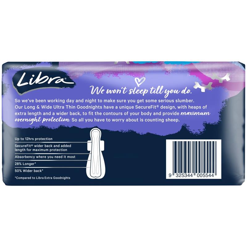 Load image into Gallery viewer, Libra Goodnights Pads Ultra Thin Long &amp; Wide 6 Pack
