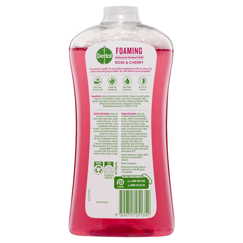 Load image into Gallery viewer, Dettol Foam Antibacterial Hand Wash Refill Rose and Cherry 900 ml
