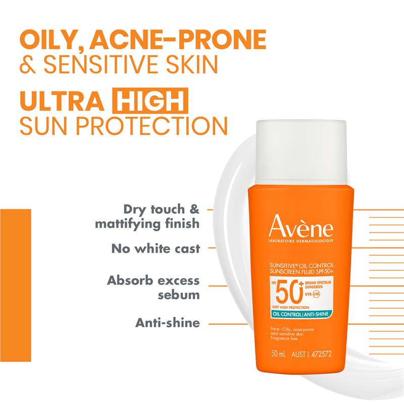 Load image into Gallery viewer, Avene Sunsitive Oil Control Sunscreen Fluid SPF50+
