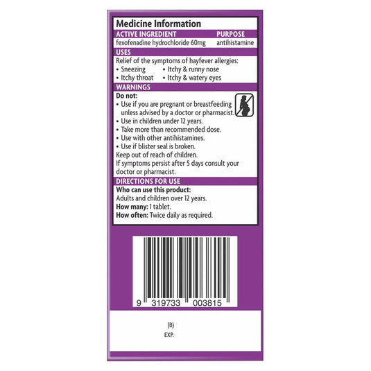 Telfast 60mg 20 Tablets