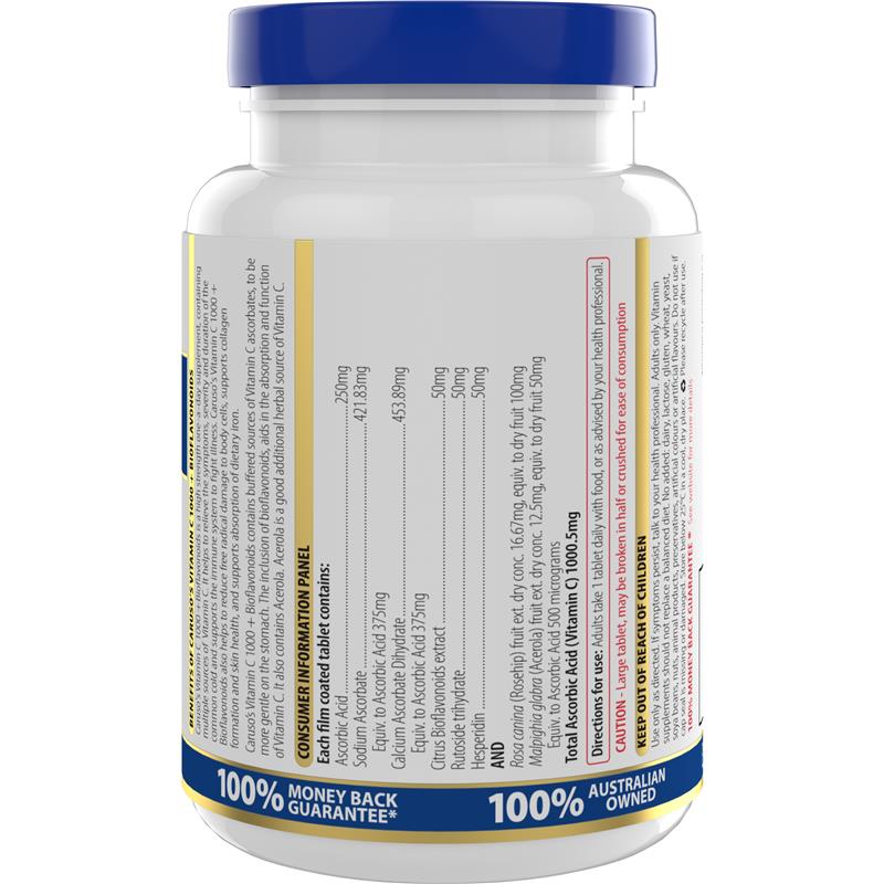 Load image into Gallery viewer, Carusos Vitamin C 1000 + Bioflavanoids 120 Tablets
