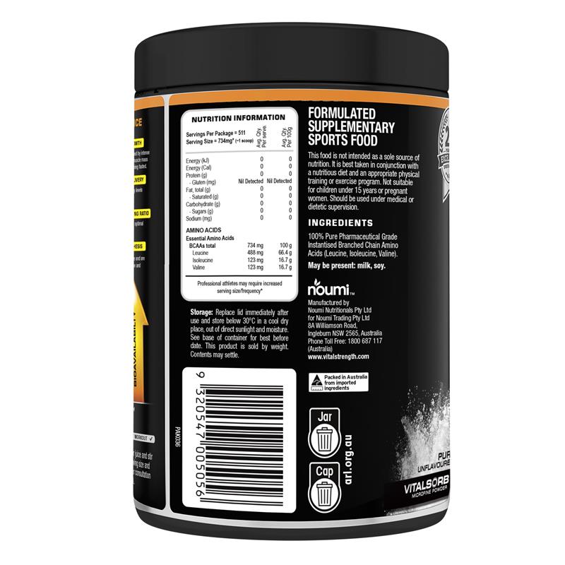 Load image into Gallery viewer, Vital Strength BCAA 4:1:1 Leucine Isoleucine and Valine 375g
