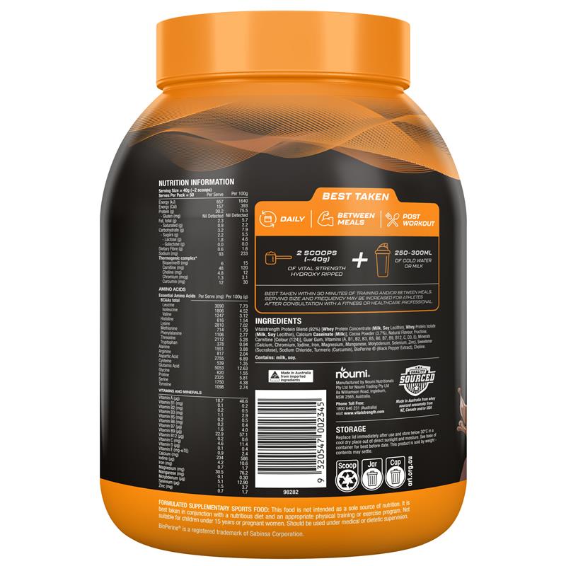 Load image into Gallery viewer, Vital Strength Hydroxy Ripped Thermogenic Protein Powder Chocolate 2kg
