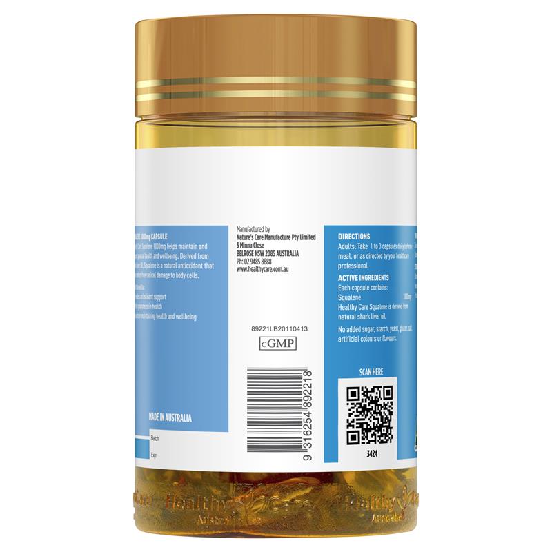 Load image into Gallery viewer, Healthy Care Squalene 1000mg 200 Capsules
