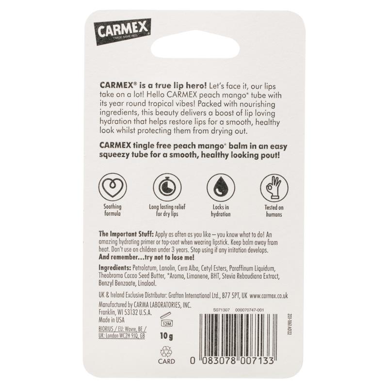 Load image into Gallery viewer, Carmex Lip Balm Peach Mango Squeeze Tube 10g
