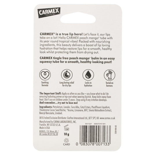 Carmex Lip Balm Peach Mango Squeeze Tube 10g