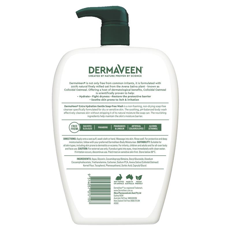 Load image into Gallery viewer, DermaVeen Extra Hydration Gentle Soap Free Wash 1.25L Exclusive Size
