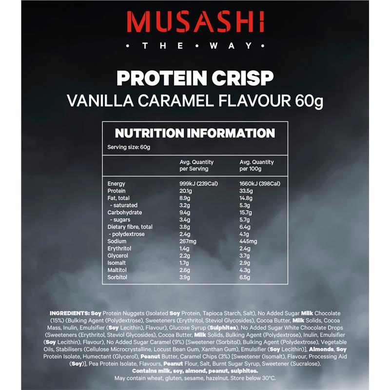 Load image into Gallery viewer, Musashi Protein Crisp Bar Vanilla Caramel 60g
