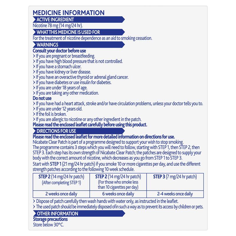 Load image into Gallery viewer, Nicabate Clear Patch Quit Smoking Step 2 14mg 7 Patches
