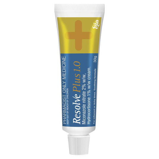 Resolve Plus 1%/2% Cream 30g - Hydrocortisone + Miconazole (S3)