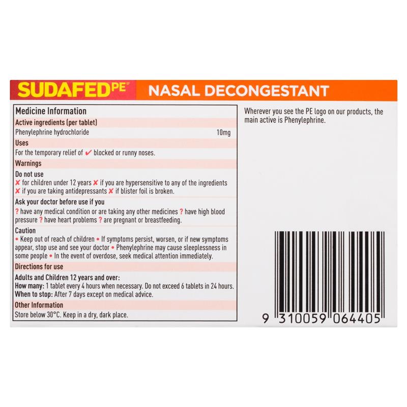 Load image into Gallery viewer, Sudafed PE Nasal Decongestant Tablets 48 Pack
