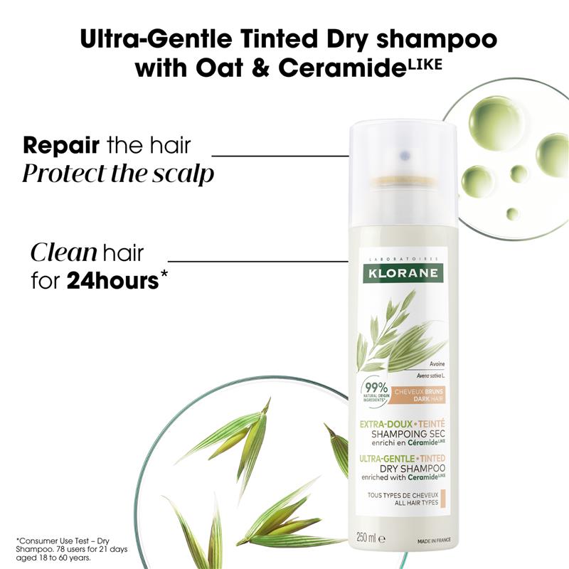 Load image into Gallery viewer, Klorane Dry Shampoo With Oat &amp; Ceramide Dark Hair 250ml
