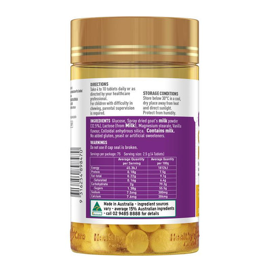 Healthy Care Goat Milk Vanilla Flavour Chewable 300 Tablets