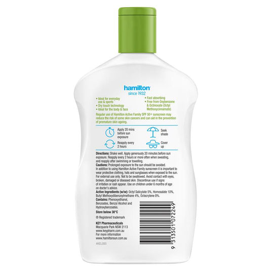 Hamilton Sun SPF 50+ Active Family Lotion 250ml
