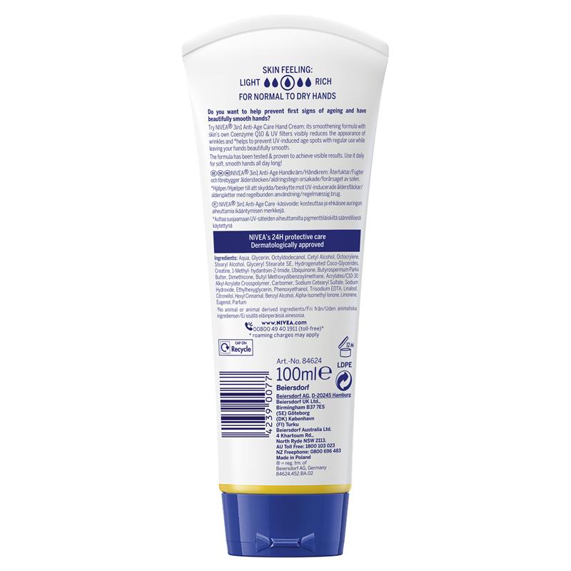 Load image into Gallery viewer, NIVEA Q10 3-in-1 Anti-Age Hand Cream 100ml
