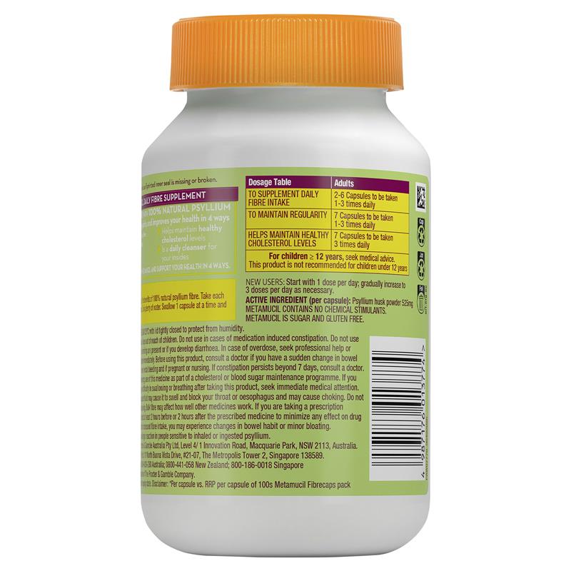 Load image into Gallery viewer, Metamucil Daily Fibre Supplement Fibre Caps 300 Capsules
