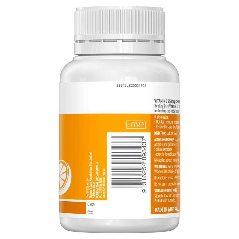Load image into Gallery viewer, Healthy Care Vitamin C 250mg 150 Chewable Tablets
