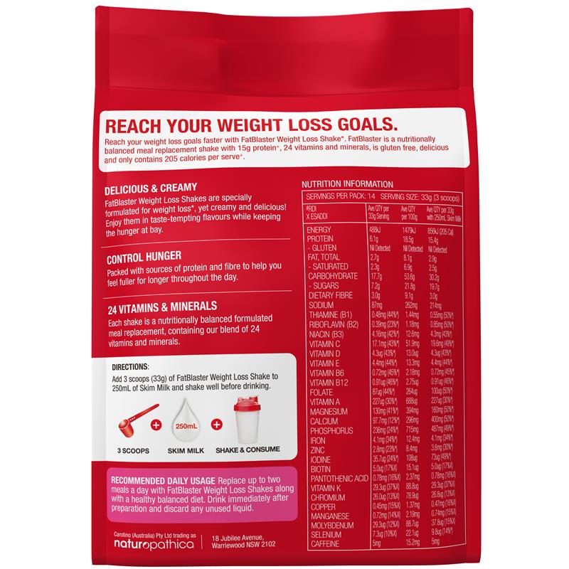 Load image into Gallery viewer, Fatblaster Weight Loss Shake Red Pouch Raspberry 465g
