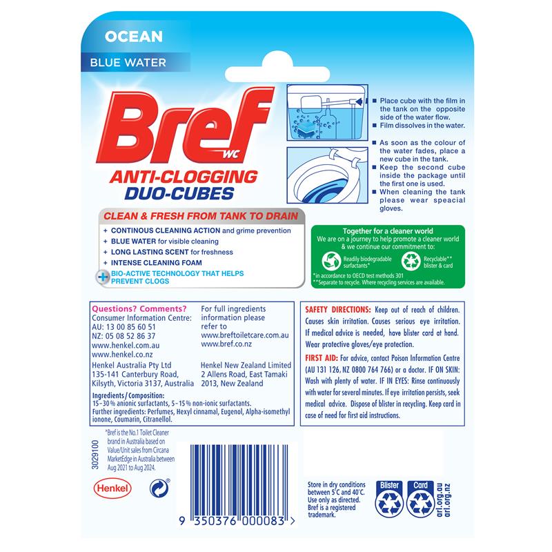 Load image into Gallery viewer, Bref Duo Cubes Blue Action Toilet Cleaner Block In Cistern 2 Pack
